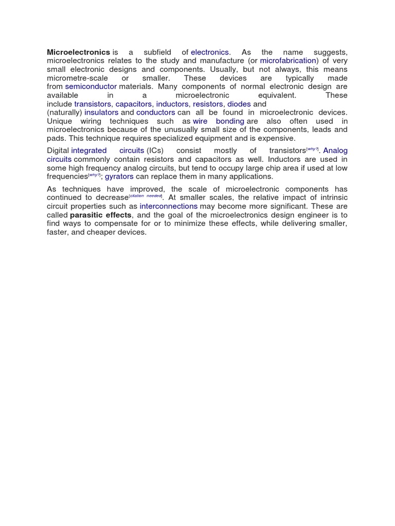 Microelectronics: A Deep Dive | PDF