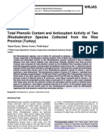 Total Phenolic Content and Antioxydant Activity of Two Rhododendron Species Collected From The Rize Province (Turkey)