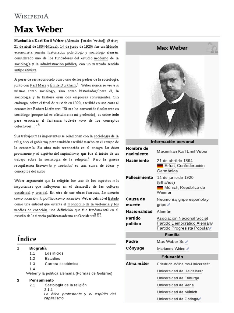 Biografía de Max Weber | PDF | Max Weber | Religión y creencia