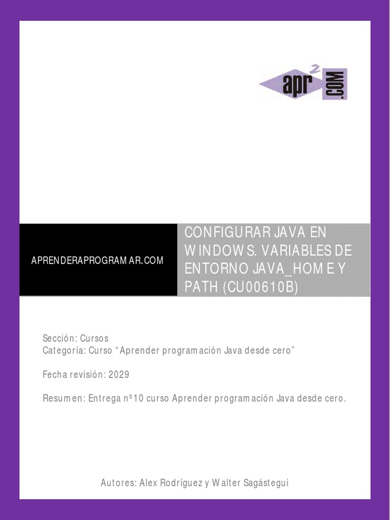 CU00610B Configurar Java en Windows Variables Entorno Java - Home y ...
