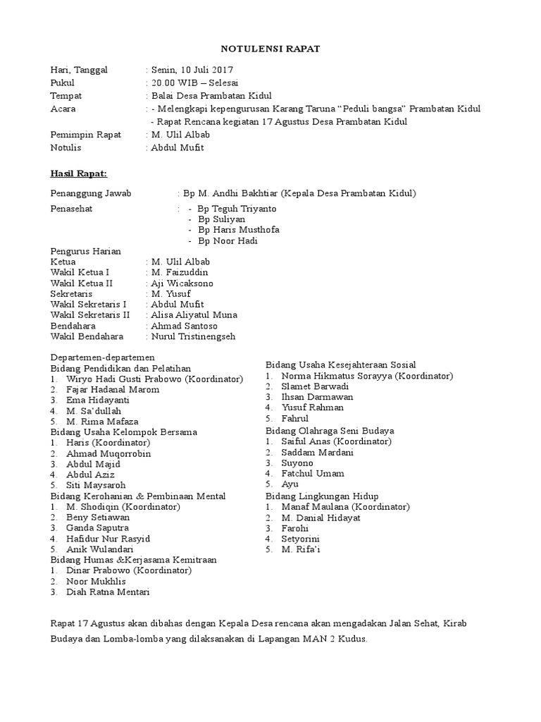 Notulensi Rapat