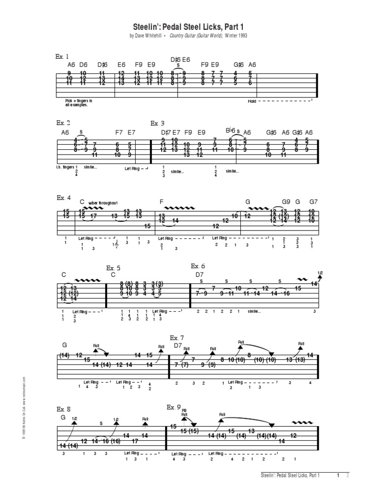 Pedal Steel Licks Part 1 PDF Guitar Family Instruments Guitars