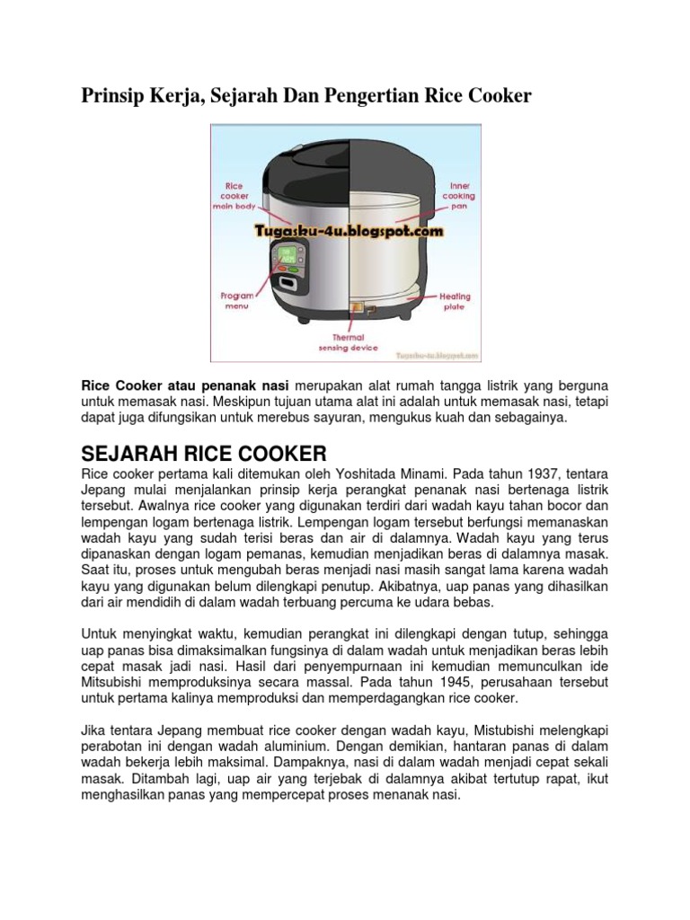 Prinsip Kerja Rice Kooker Melvin | PDF | Memasak, Makanan, & Anggur ...