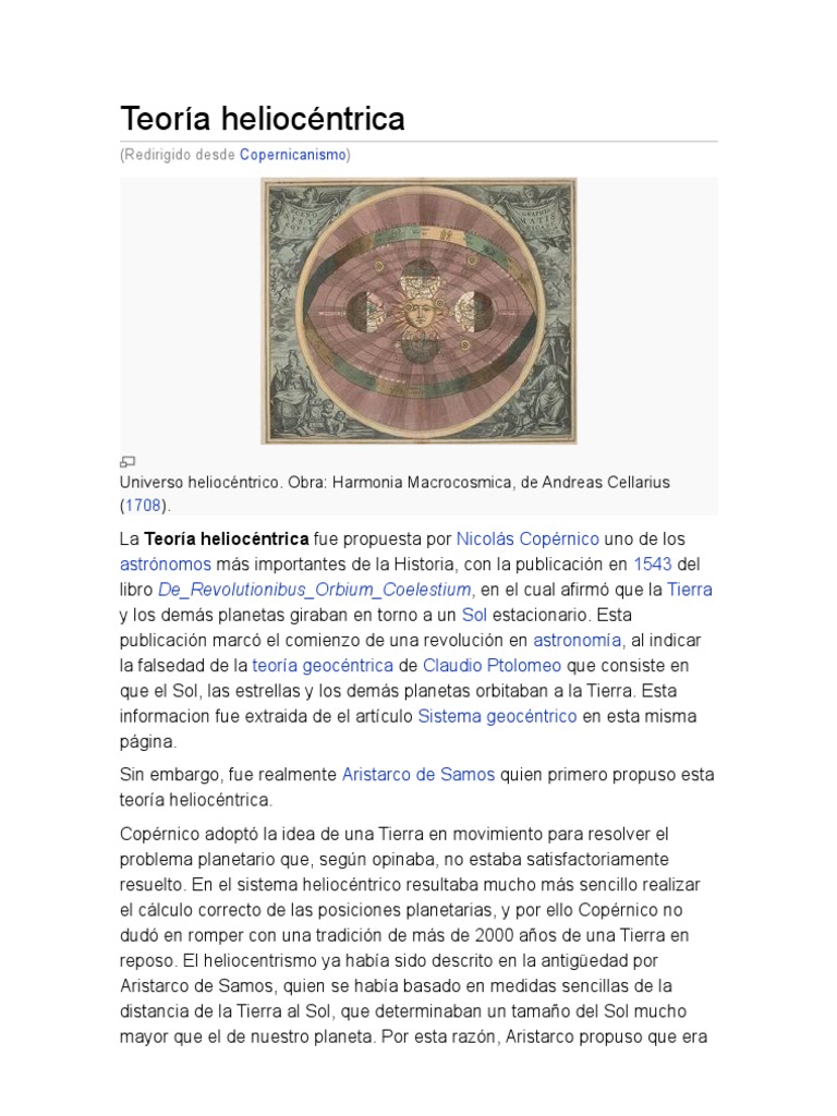 Teoría Heliocéntrica PDF Heliocentrismo Astronomía