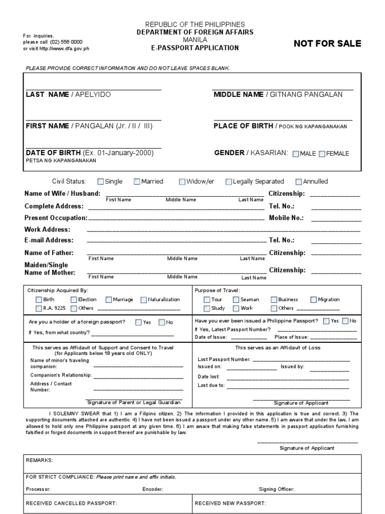 New Application Form For Dfa Passport Philippines Form