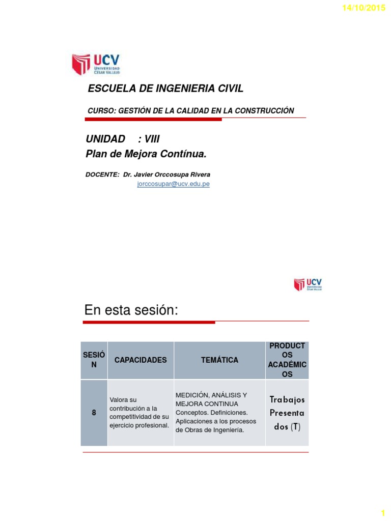 Plan de Mejora Continua en Ingeniería | PDF | Gestión de la calidad ...