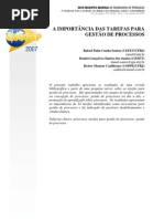 A IMPORTÂNCIA DAS TAREFAS PARA A GERENCIA DE PROCESSOS