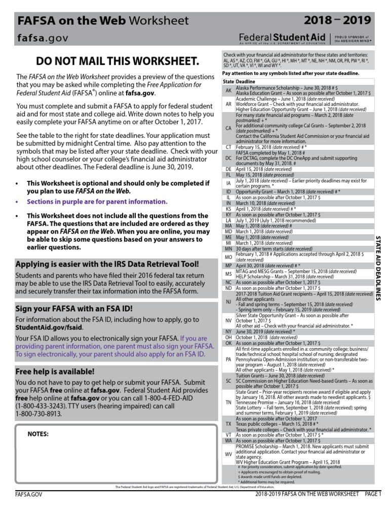 Worksheets Fafsa Worksheet worksheets fafsa on the web worksheet citysalvageanddesign free paper irs tax forms return united states