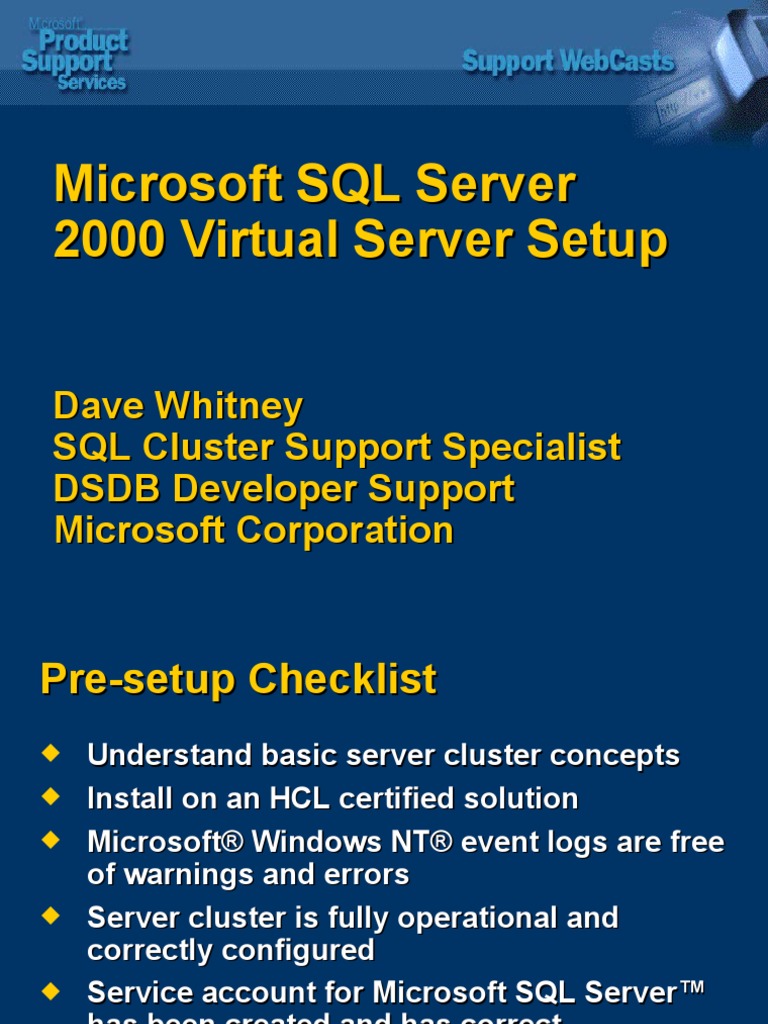 Microsoft SQL Server 2000 Virtual Server Setup | PDF | Microsoft Sql ...