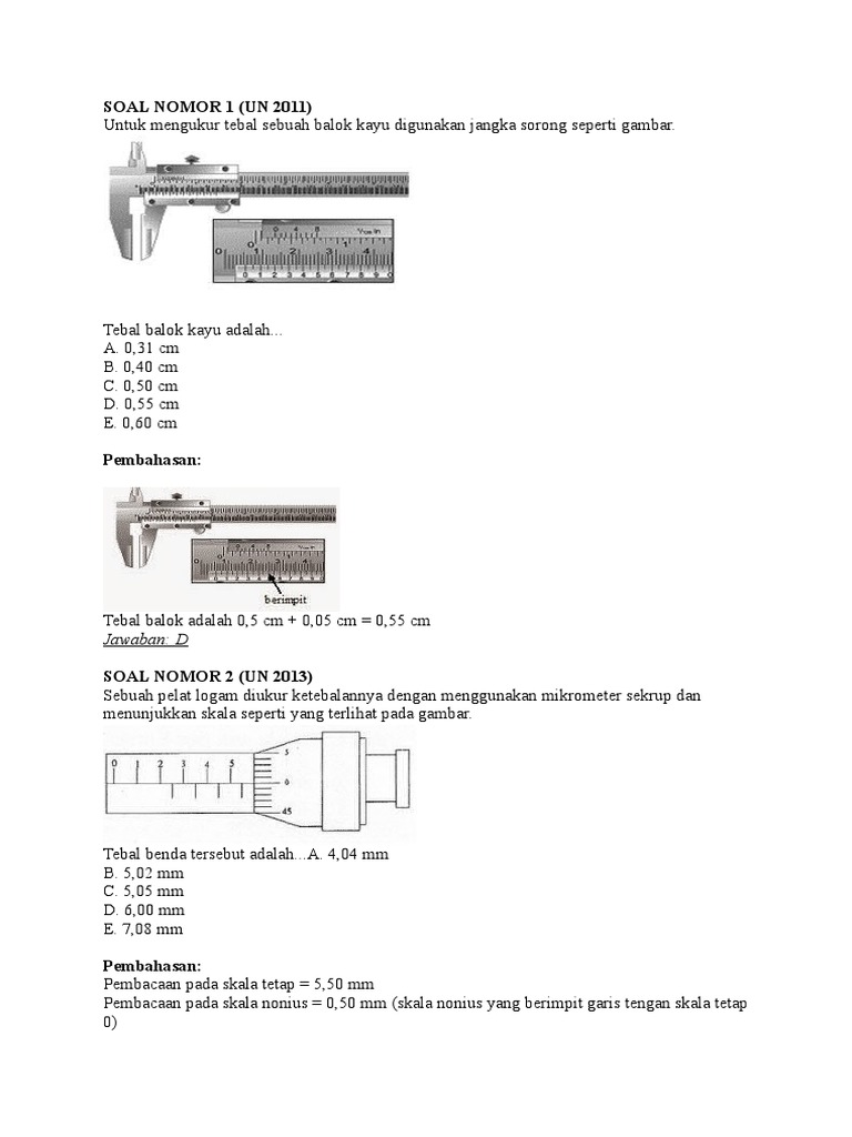 Contoh Soal Jangka Sorong Dan Jawabannya Smp - Contoh Soal ...