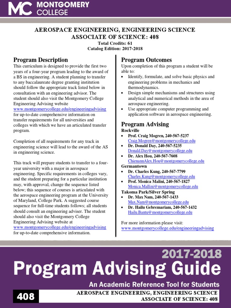 Aerospace Engineering AS Program Guide | PDF | Engineering | Curriculum