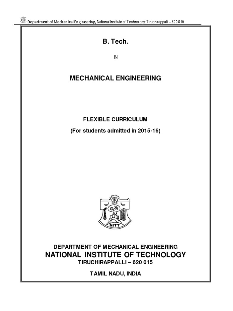 NIT Trichy B.Tech Mechanical Syllabus | PDF | Mechanical Engineering ...