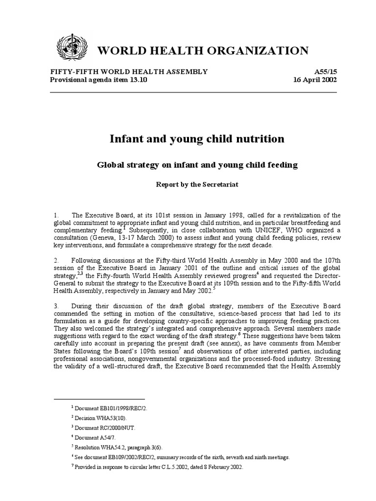 Infant and Young Child Nutrition | PDF | Infant Formula | Breastfeeding