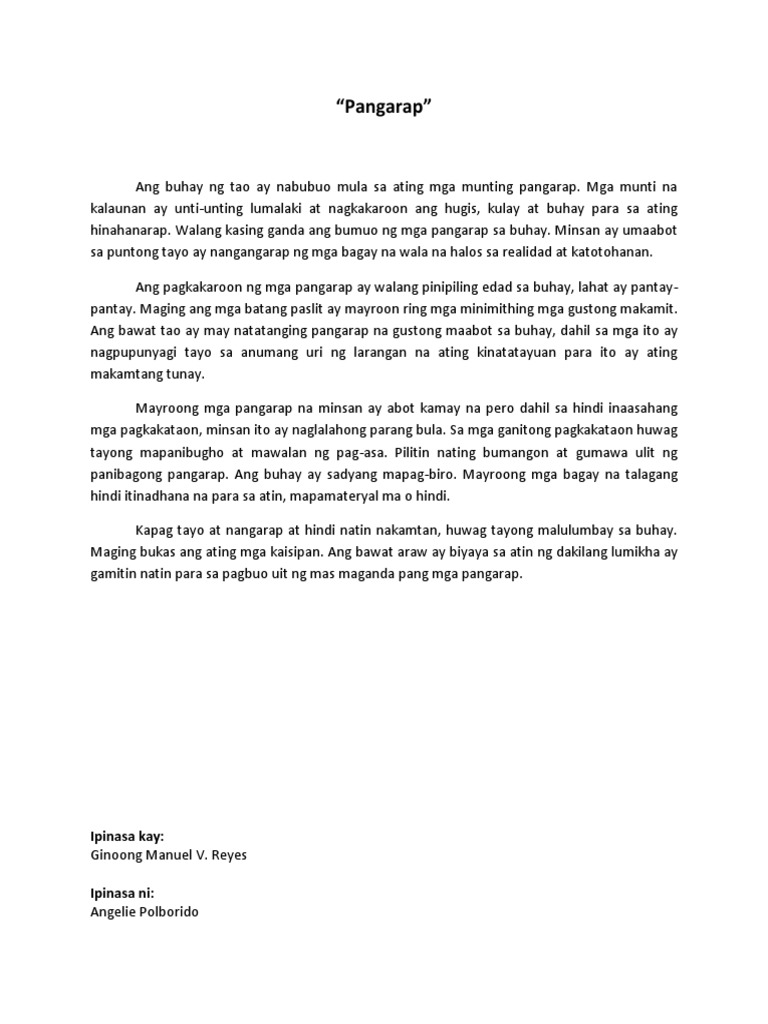 Pangarap | PDF