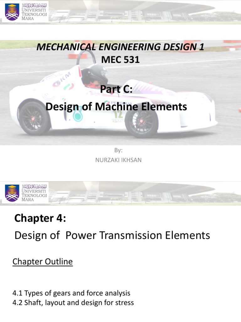 Chapter 4 Design of Power Transmission Elements PDF Gear Stress