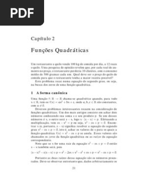 Capitulo 2 Funcoes Quadraticas Equacoes Velocidade