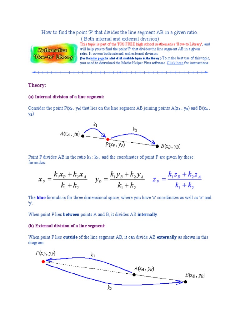How to Find the Point That Divides a Line Segment in a Given Ratio ...