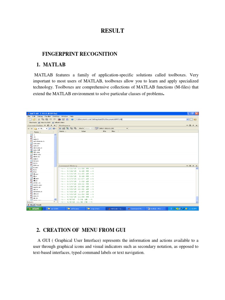 Fingerprint Authentication with MATLAB | PDF | Graphical User ...