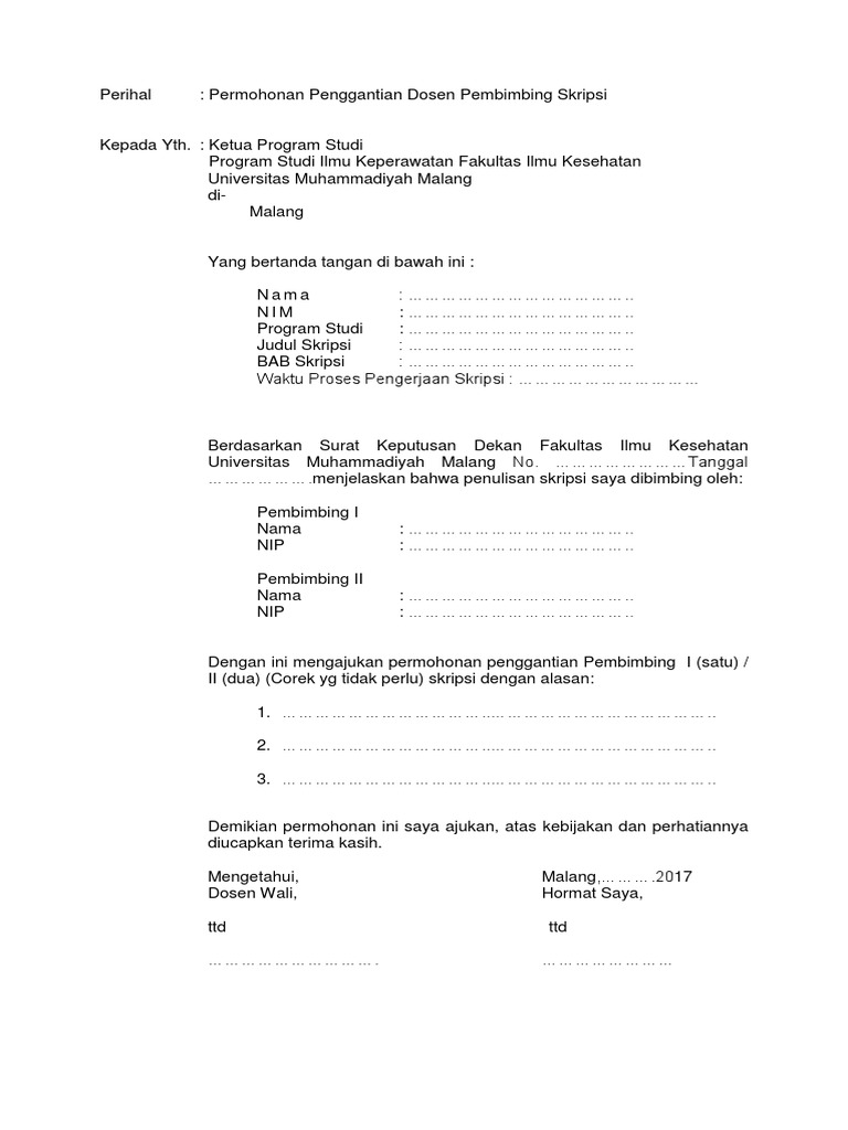 09 Surat Permohonan Pengganti Dosen Pembimbing Skripsi 2017.docx