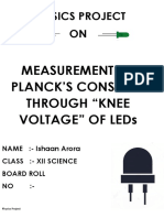 Physics Project On DETERMINATION OF PLANCK'S CONSTANT