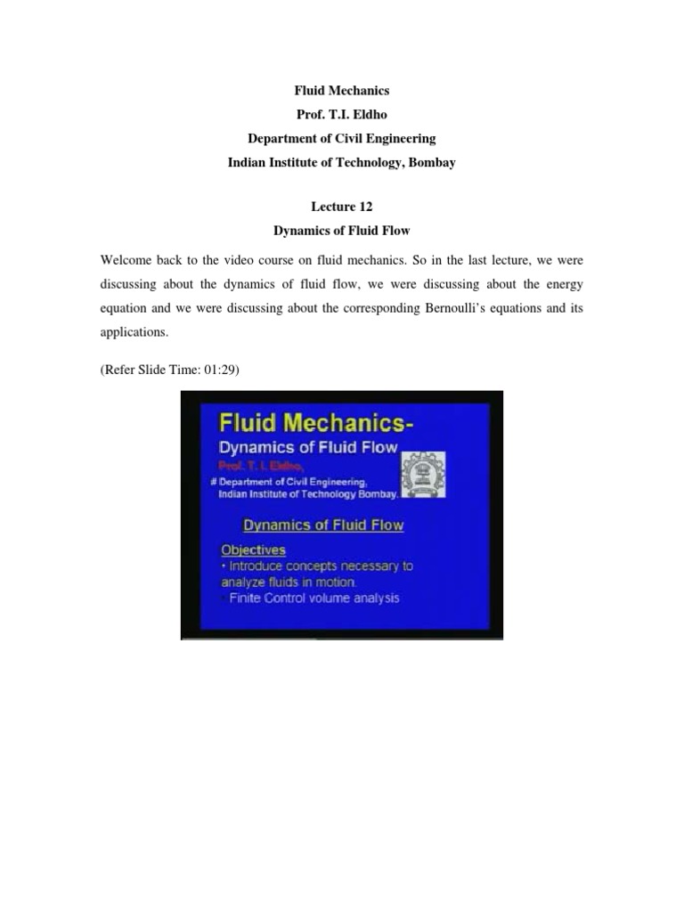 Lec12 PDF | PDF | Momentum | Fluid Dynamics