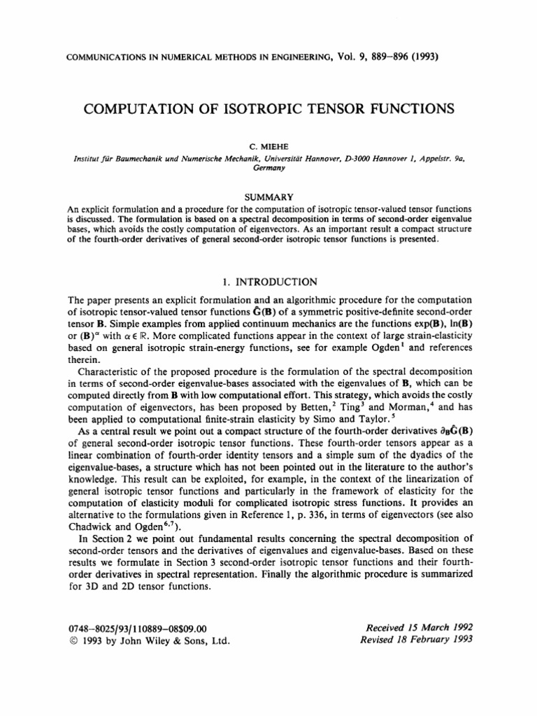 Engineers' Guide to Tensor Functions | PDF | Eigenvalues And ...