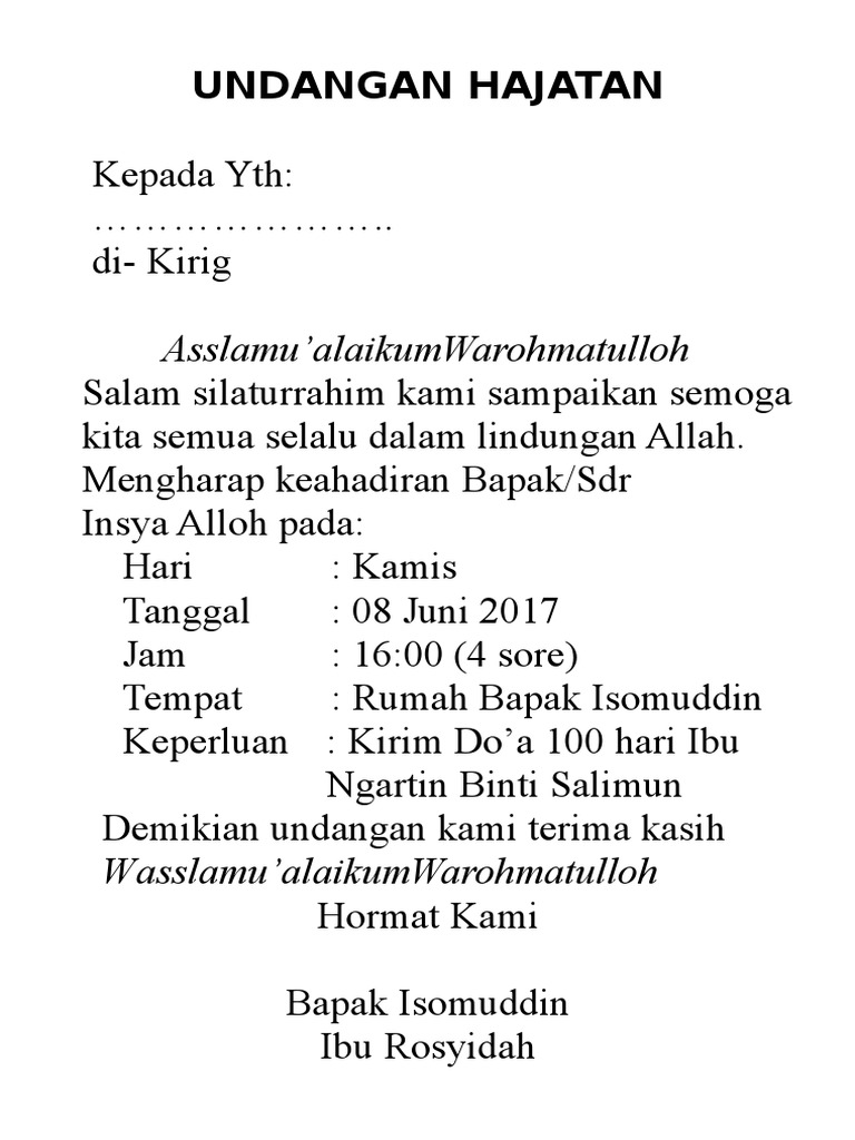 UNDANGAN HAJATAN