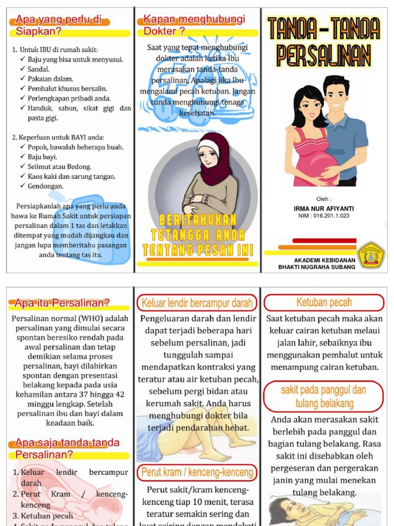 Leaflet Tanda Tanda Persalinan Irma Cemong