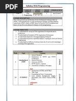 Syllabus Web Programming: Subject Code Name of Subject Credit Hours Credit Hours Prerequisite