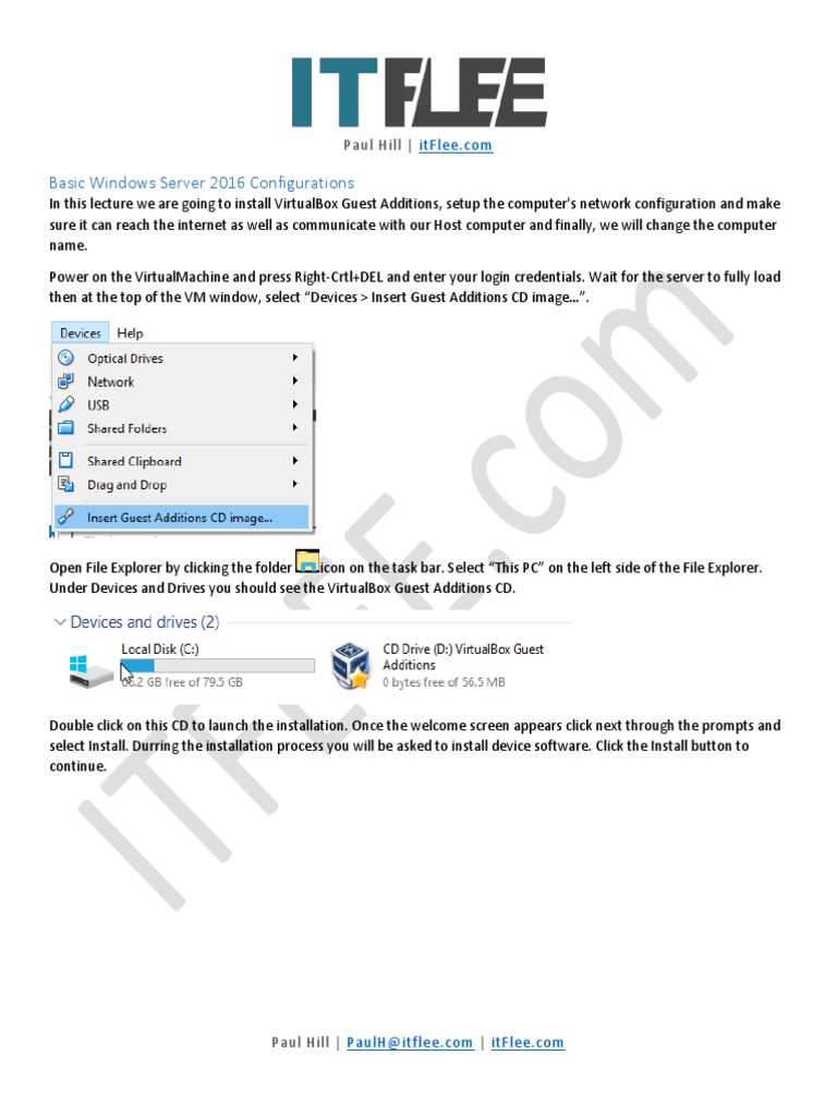 Basic Windows Server 2016 Configurations Handout Pdf Ip Address