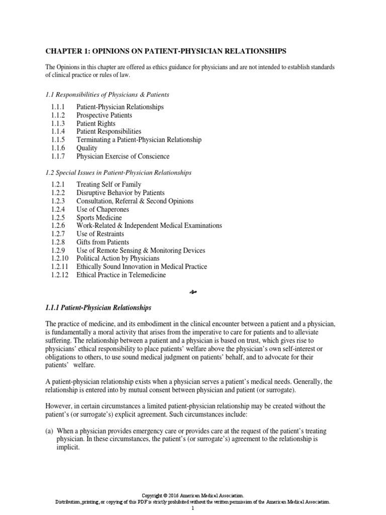 Code of Medical Ethics Chapter 1 Telemedicine Medical Ethics Free