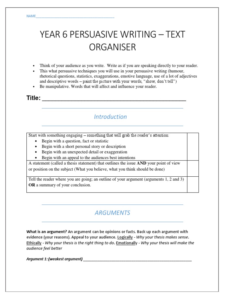 Persuasive Writing Techniques Guide | PDF | Argument | Sentence ...
