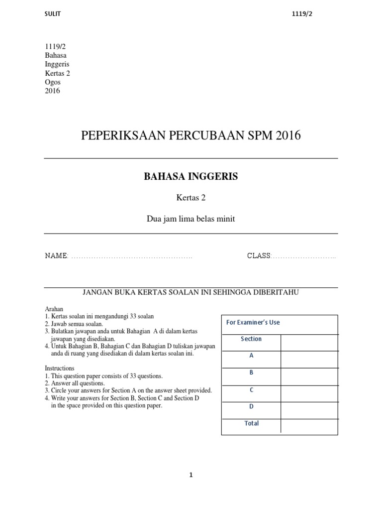 Trial Paper 2 Spm 2016  Poaching  Leisure