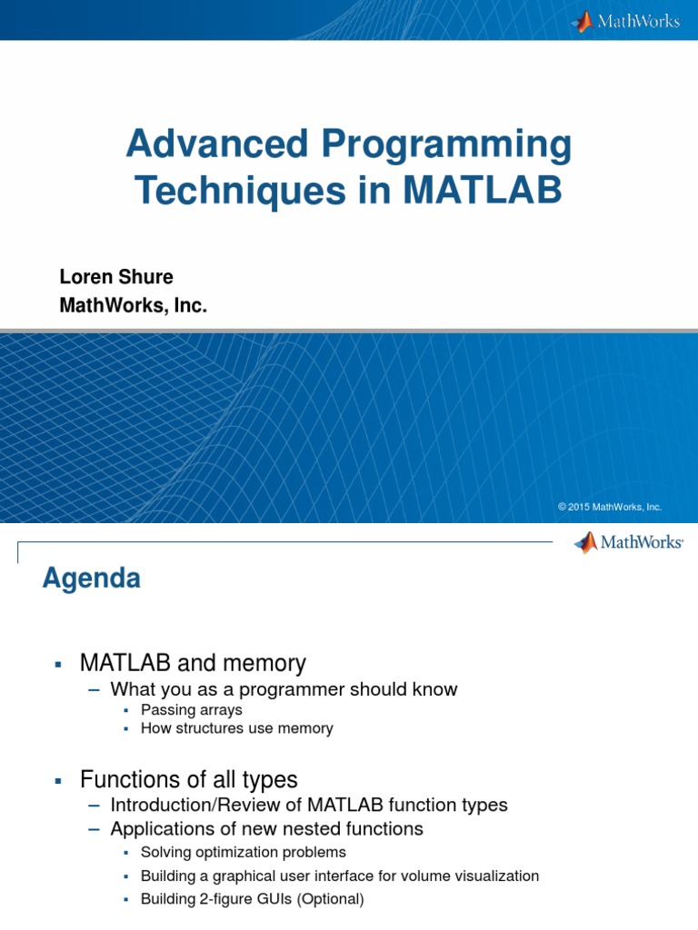 May 12 2015 Advanced Matlab Matlab Anonymous Function