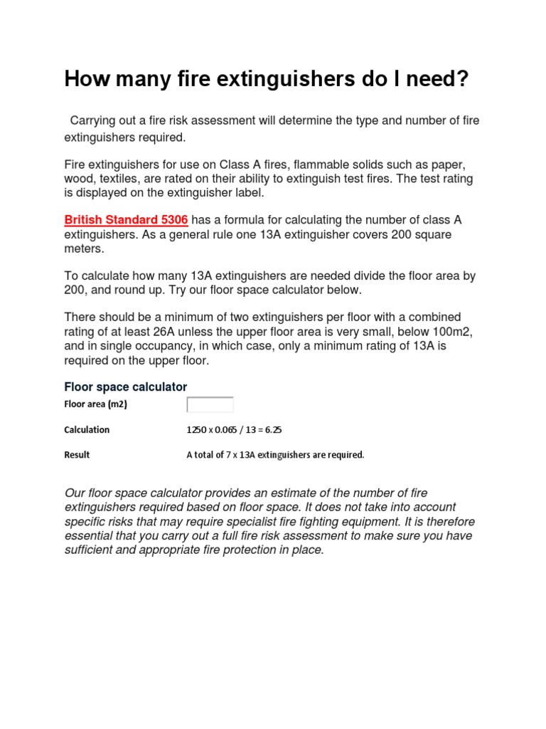 How Many Fire Extinguishers Do I Need Hazards Risk