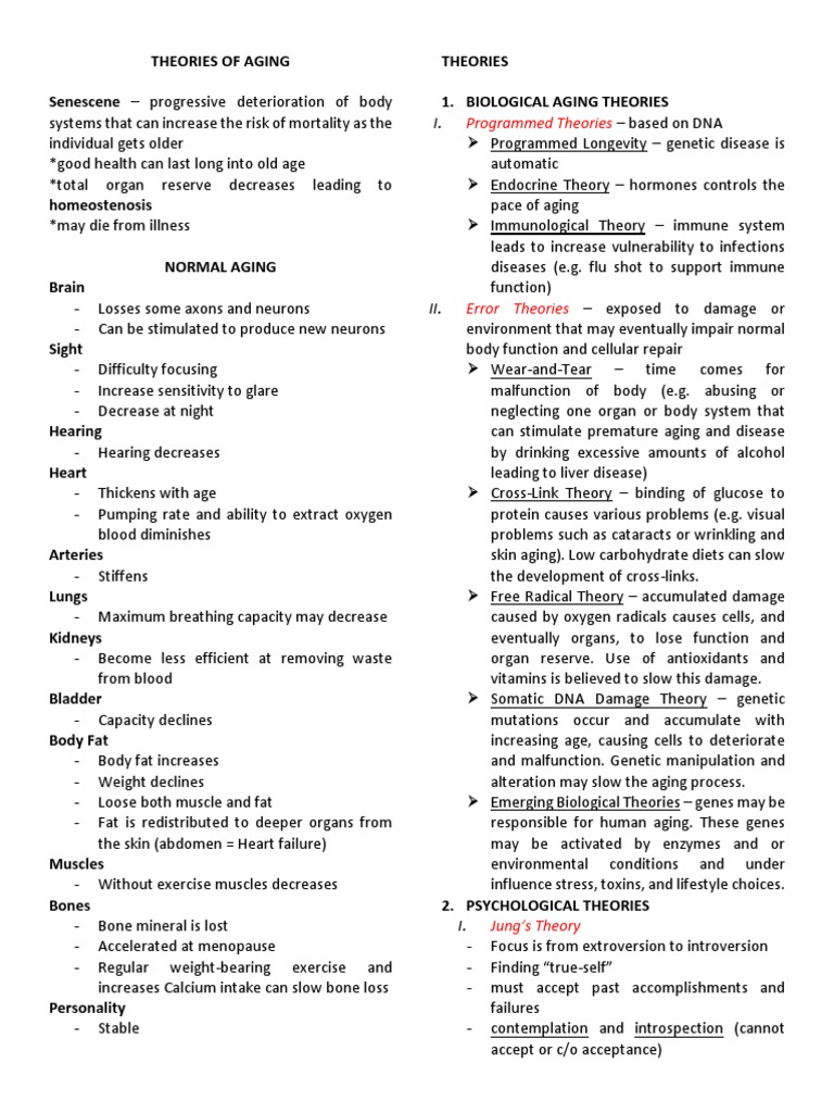 Theories of Aging | PDF | Senescence | Ageing