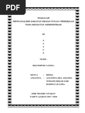 Makalah Menganalisis Jabatan Uraian Tugas Pekerjaan Pada Kegiatan Administrasi