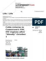 Calm Returns To Cameroon's NW - SW Regions After - Bloody - October 1 - Journal Du Cameroun