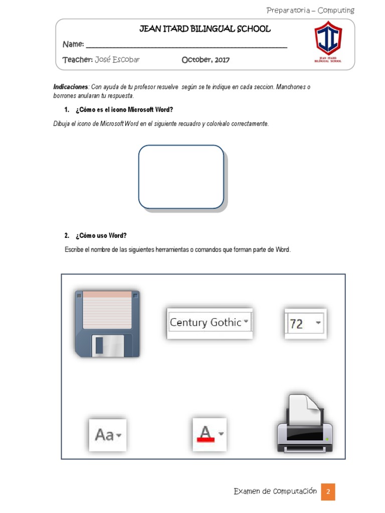 Examen de Computación para Preparatoria | PDF