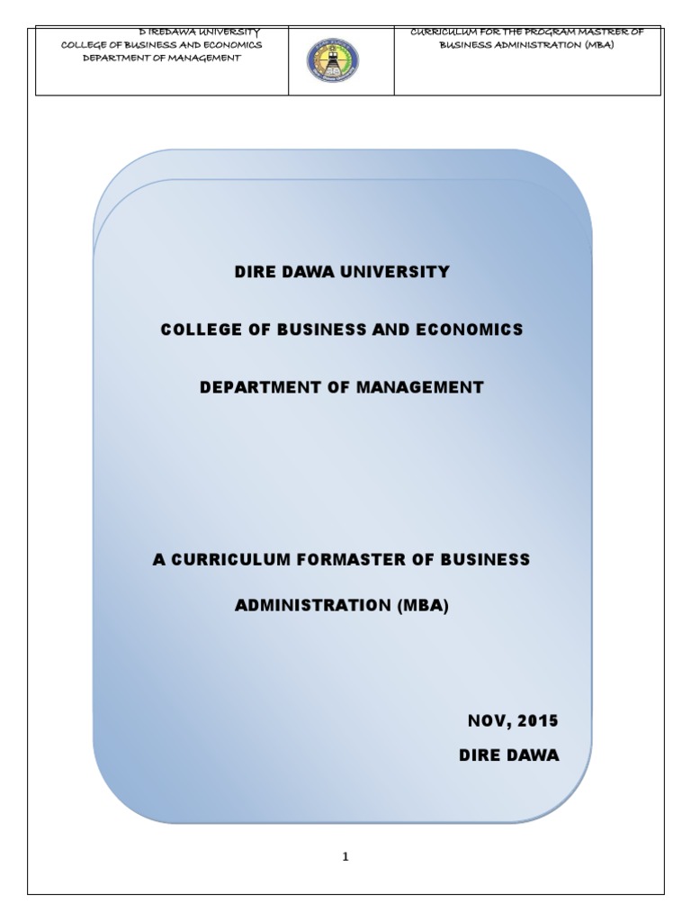 MBA Curriculum at Dire Dawa University | PDF | Master Of Business ...