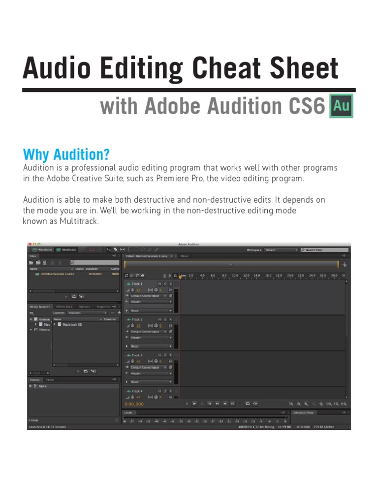 Adobe Auditions Cheat Sheet.pdf Computer File Digital Technology