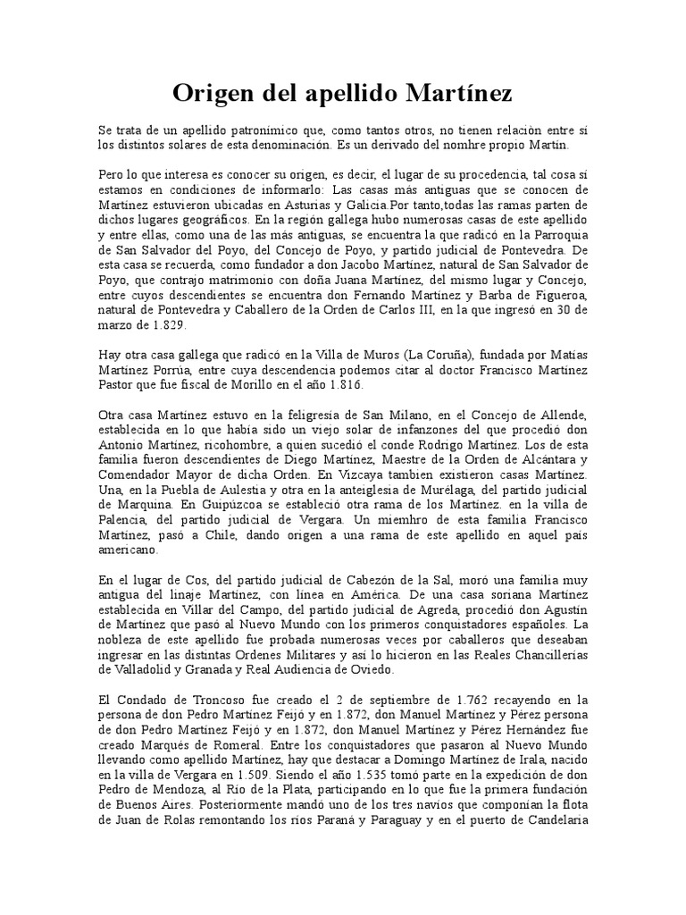 Origen Del Apellido Martínez