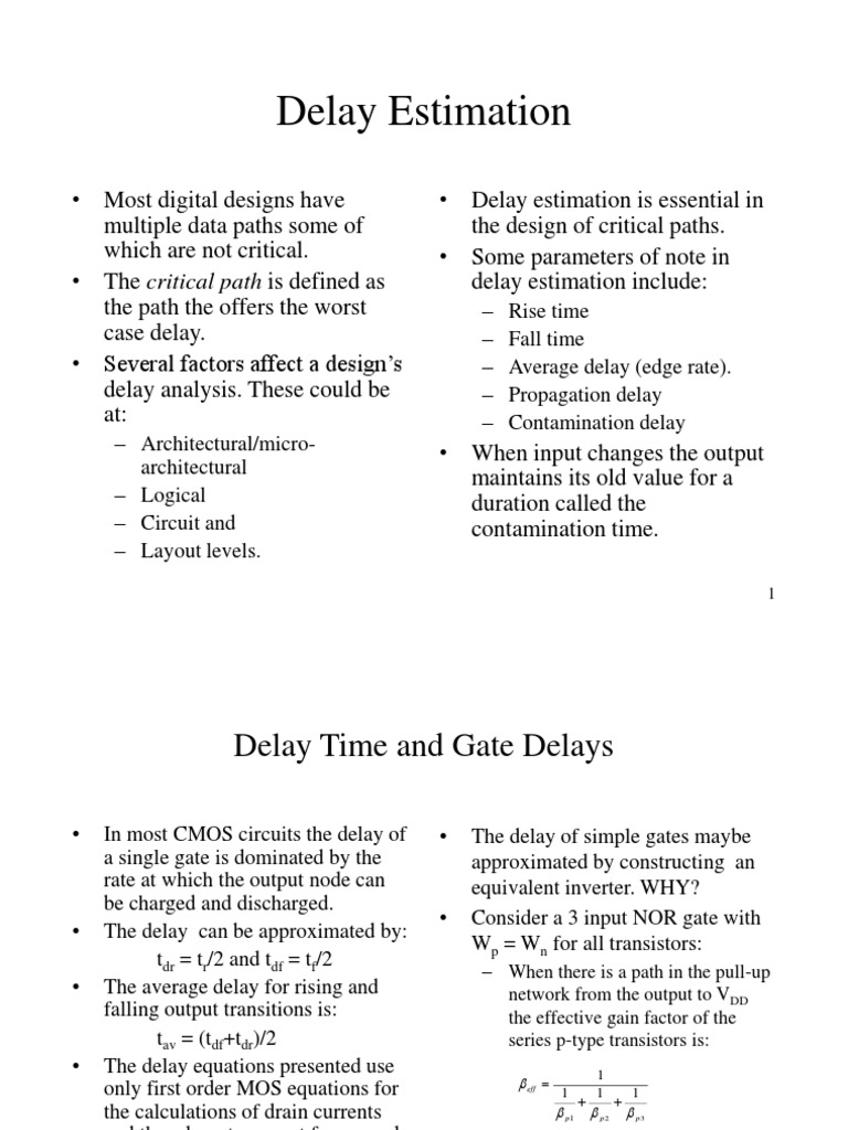 Delay Time Estimation in Digital Design | PDF | Mosfet | Series And ...