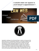 Lawweb.in-whether Lawyer Outside State Can Appear in Court Without Local Lawyers Appointment
