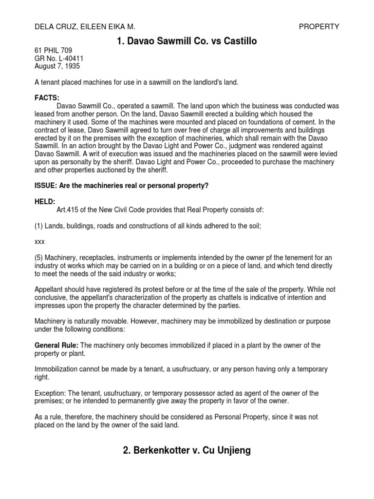 Movableimmovable Property Case Digest Real Property Property