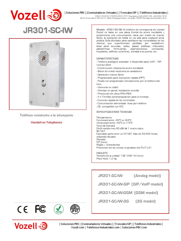 Teléfono de Emergencia JR301-SC-IW | PDF | Redes de computadoras ...