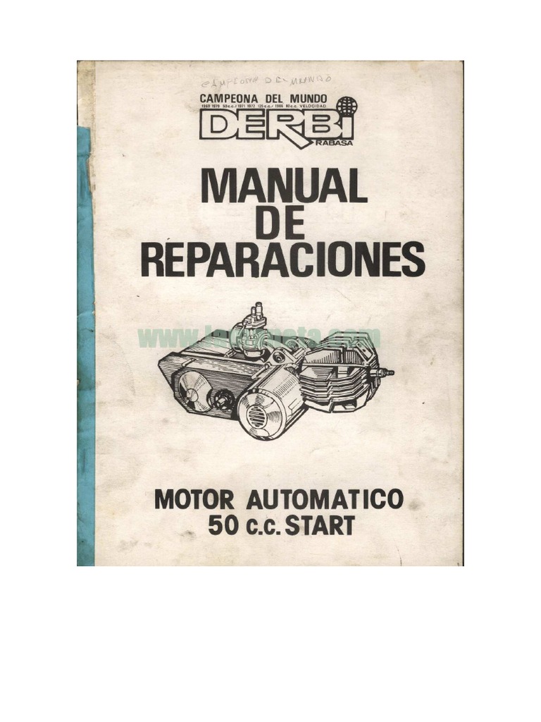 Derbi Start 50 CC Motor Automatico Manual de Reparaciones | PDF | Coche ...
