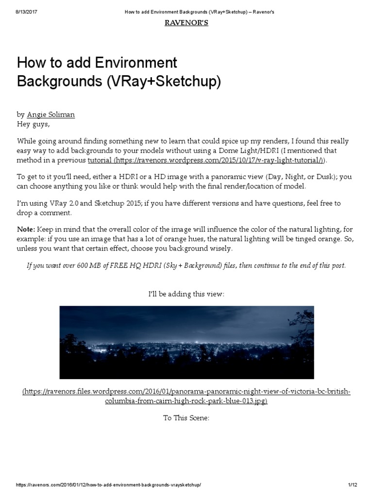 Adding Backgrounds in VRay for SketchUp | PDF | High Dynamic Range ...