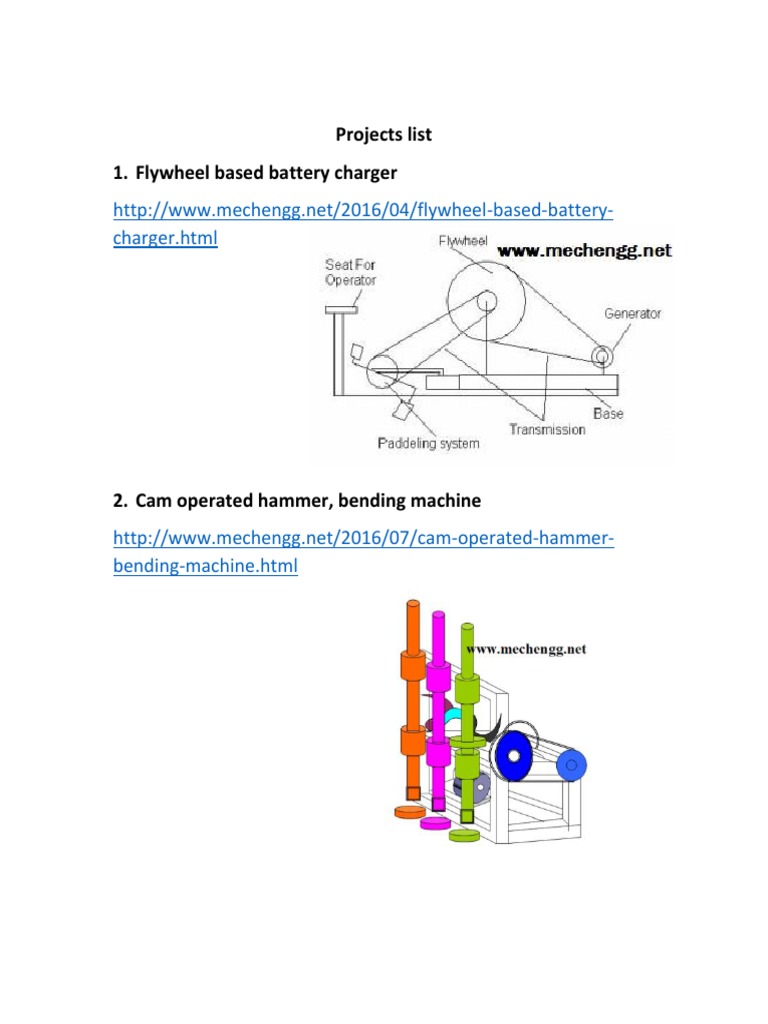 Projects List 1. Flywheel Based Battery Charger PDF