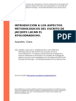 Azaretto, Clara (2011). Introduccion a Los Aspectos Metodologicos Del Escrito de Jacques Lacan El Atolodradicho